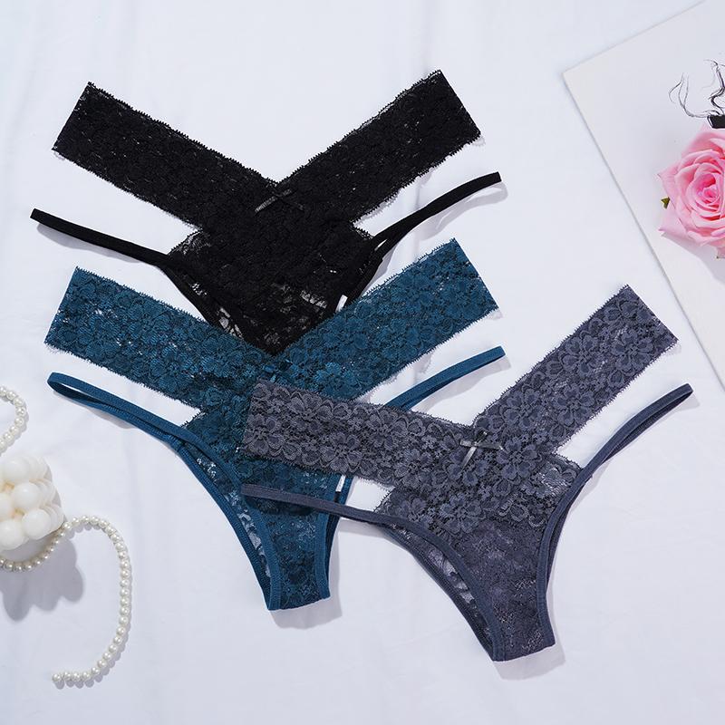Кружевные трусики, женские трусы, прозрачное нижнее белье, сексуальные открытые трусики с низкой посадкой, однотонные женские трусы с перекрестными ремешками