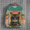 Animal Sweatshirt For Men Sunglasses Cat Graphic Long Sleeve Printed T-Shirts Casual Outdoor Streetwear Oversized Men's Clothing