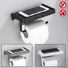 Paper Holder with Shelf Aluminum Black White Grey Wall Mount Kitchen Bathroom Toilet Paper Towel Roll Rack Storage Tissue Hanger