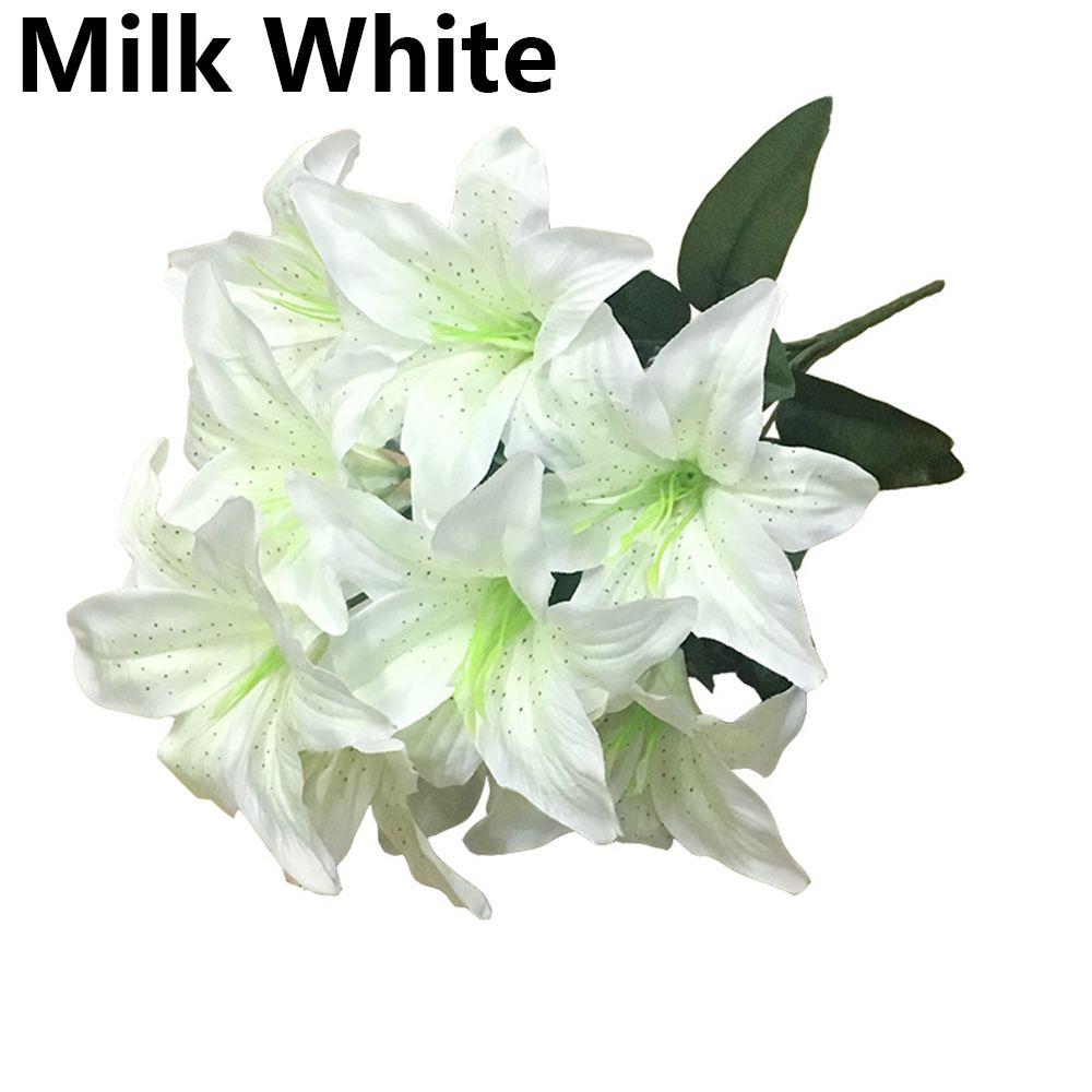 10 Голов Горячие Домашние Аксессуары Красочные Искусственные Цветы Свадебный Декор Лилии Букет Поддельные Лилии