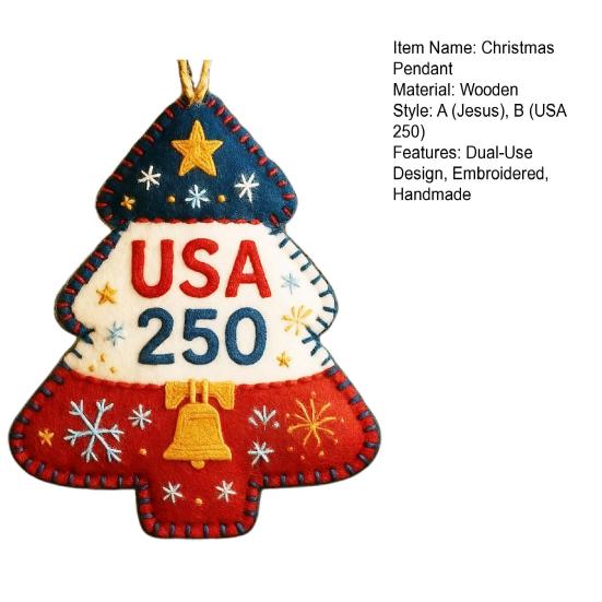 Handmade Felt Christmas Tree Ornament Us 250th Anniversary Felt Ornament Embroidery Xmas Tree Decoration