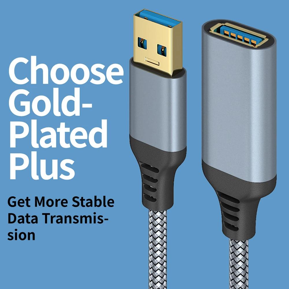 Нейлоновый плетеный кабель USB 3.0 папа-мама для высокоскоростной передачи данных, удлинительный кабель для компьютера, камеры, принтера 0.5м 1м 2м 3м 5м