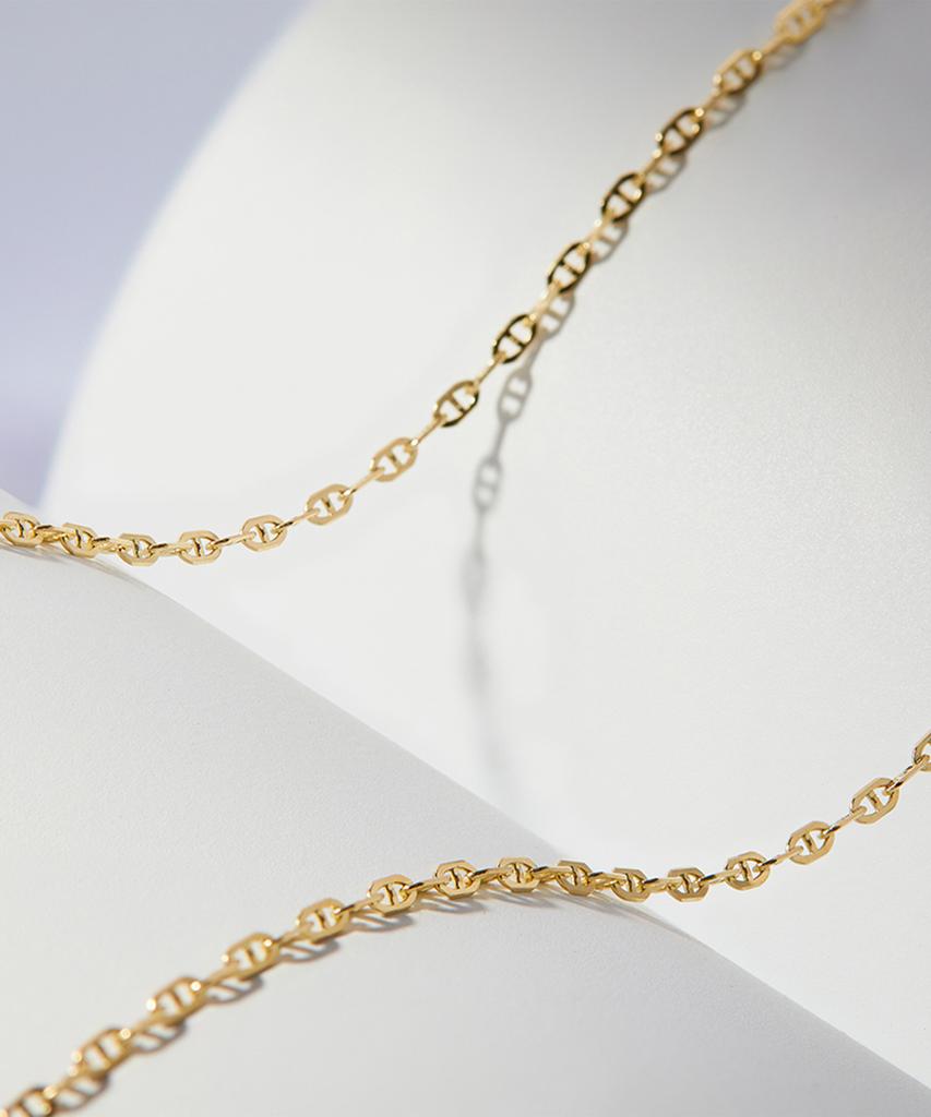 Helene Jewelry 14K 18K Square Ladder Chain Gold Necklace (Type A)