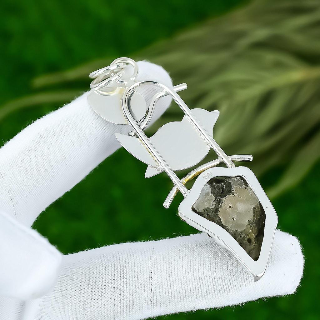 925 Silver Pentagon Titanium Druzy Stone Bezel Mother Birthday Pendant Jewelry