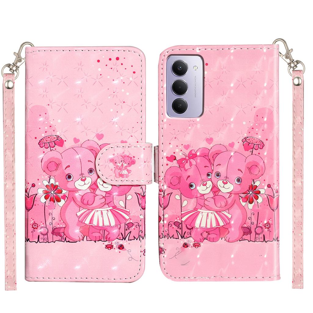 Для Xiaomi Redmi 15 5G (США) (171 мм)/Xiaomi Redmi 15 4G (США) (171 мм) Чехол-кошелек из кожи с 3D-печатью и ремешком