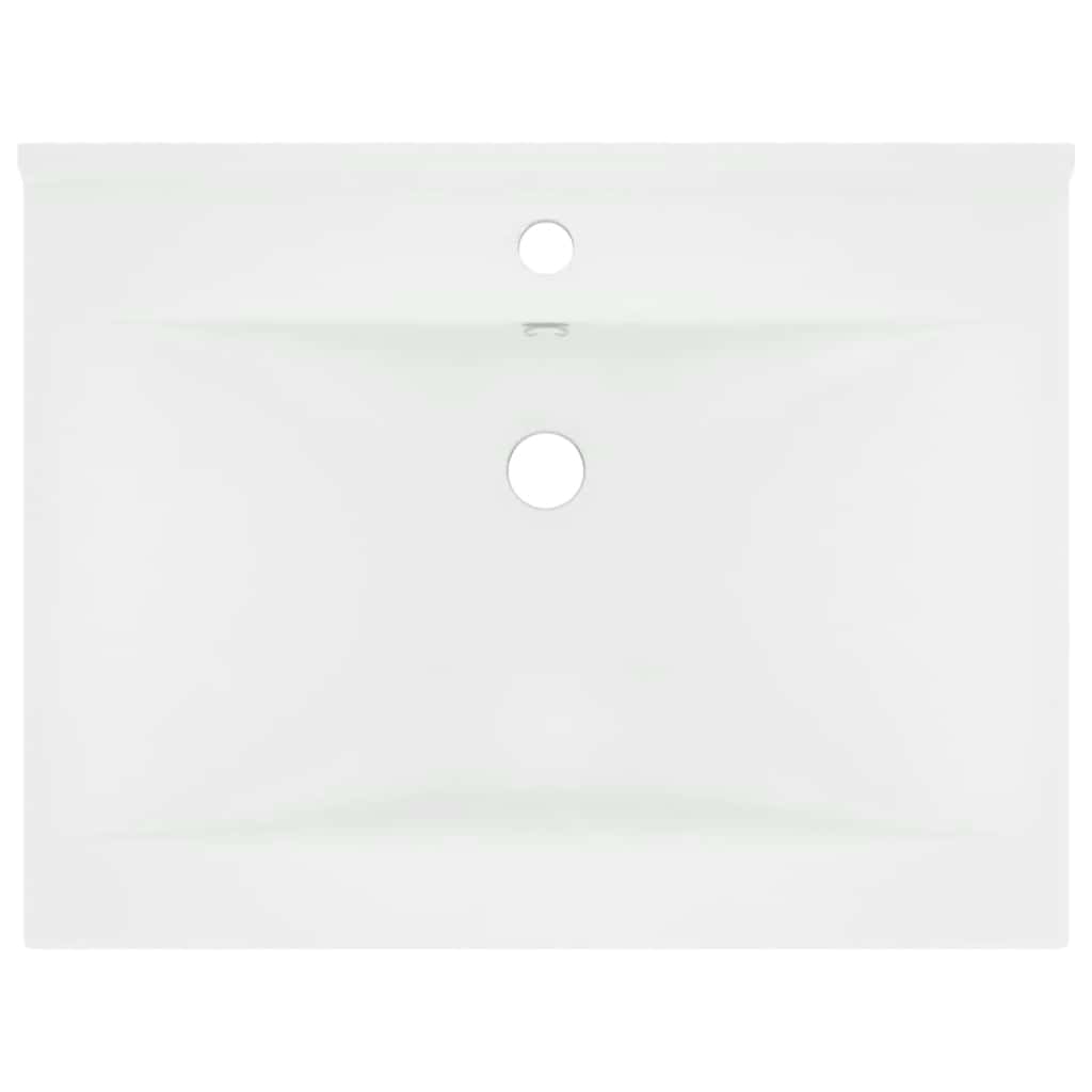 Luxury Wash Basin with Faucet Hole Matte White 60x46 cm Ceramic