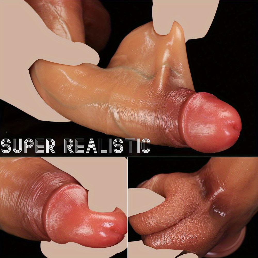 Реалистичный дилдо с подвижной оболочкой 11 дюймов, с кожей, которую можно гладить, двухслойный жидкий силикон, мощная присоска, G-точка и анальная секс-игрушка для мужчин и женщин
