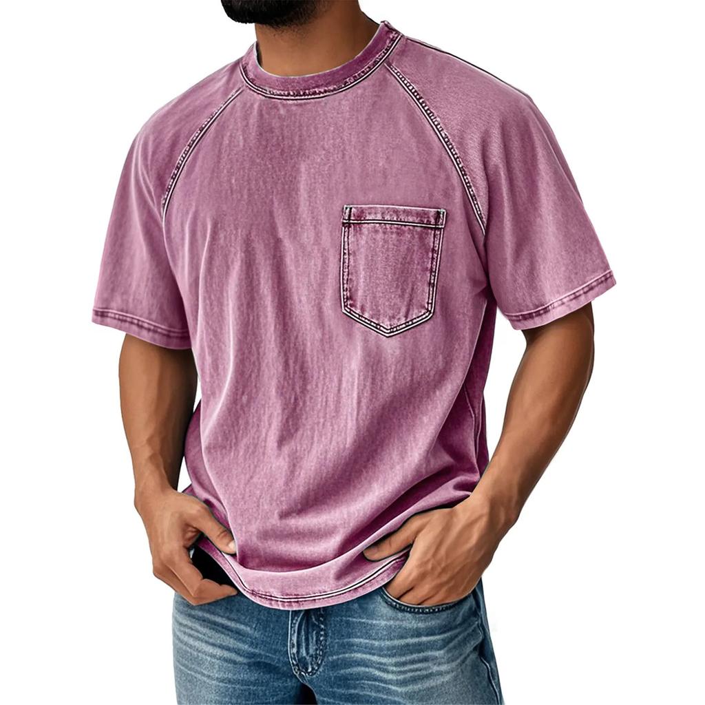 Men'S Fashionable Lapel And Shoulder Length Short Sleeved Casual Top