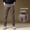 2024 Зимние плюшевые утолщенные/обычные мужские новые повседневные облегающие прямые теплые брюки модные деловые костюмные брюки