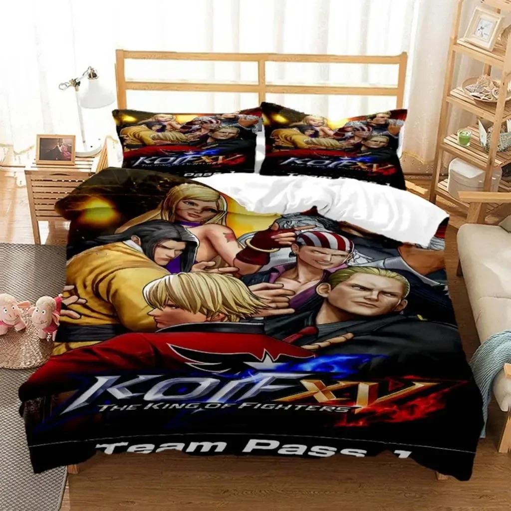 Аниме King Of Fighters KOF Комплект постельного белья для мальчиков и девочек Размер: двуспальный, queen-size Пододеяльник Наволочка Постельное белье для детей и взрослых Домашний текстиль
