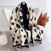 Роскошный зимний кашемировый шарф для женщин с принтом, теплые шали-пашмины, толстое одеяло, элегантное пончо для леди, объемные палантины, буфанда