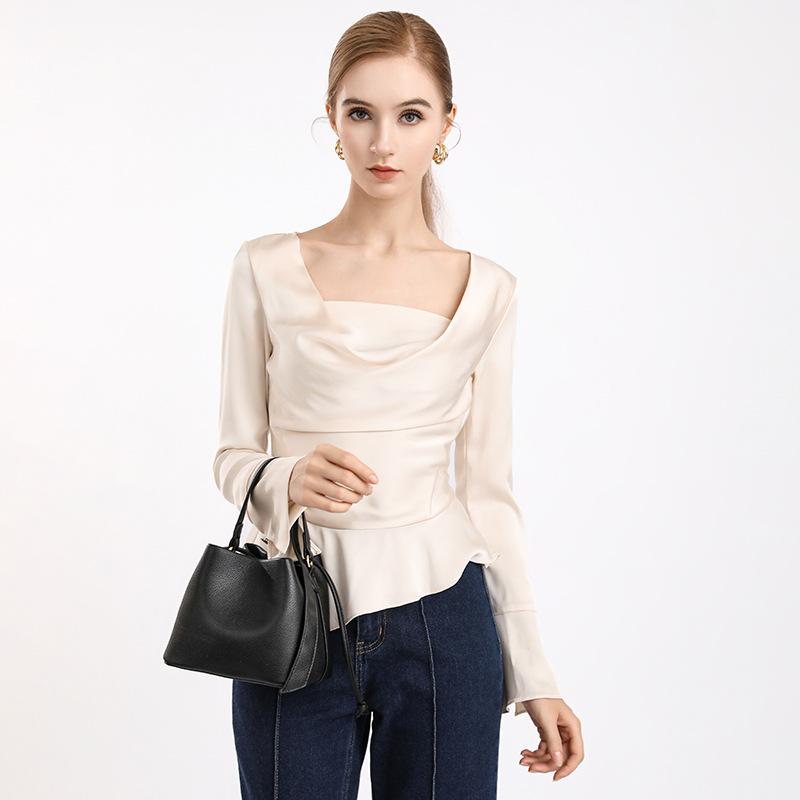 Vegetable Basket Bag Drawstring Bucket Bag Textured Commuter Versatile Shoulder Messenger Bag Women's Elegant Handbag