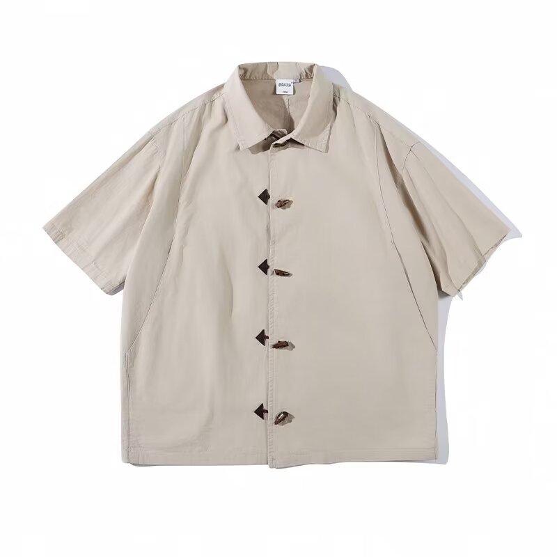 Футболка-поло с коротким рукавом и отложным воротником, мужская модная летняя футболка, корейская версия, облегающая, трендовая, универсальная футболка, топ