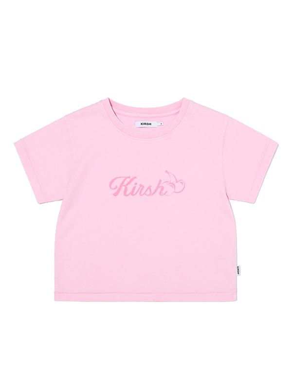 KIRSH Wording Crop Pigment T-Shirt [Light Pink]