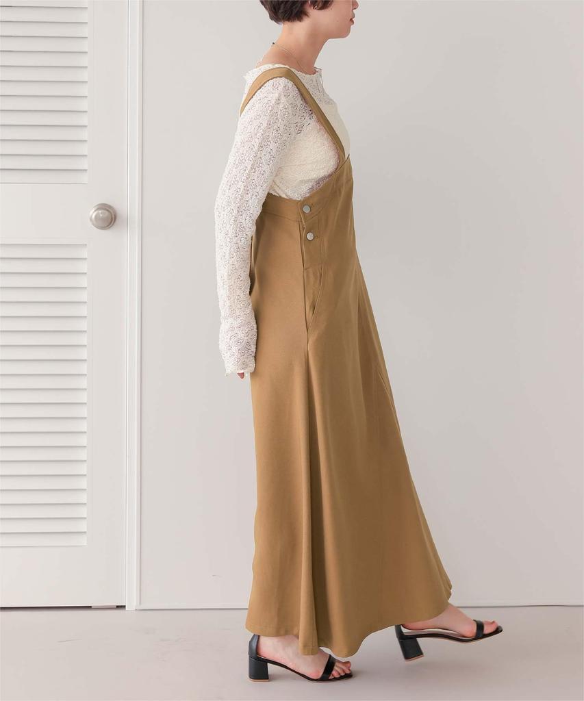 Titibait Flare Silhouette Jumper Skirt AGXT0408 Medium Beige Women's