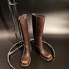 Krazing Pot Genuine Leather Spring Winter Shoes Thick Med Heels Riding Boots Retro Fashion Women Thigh High Boots