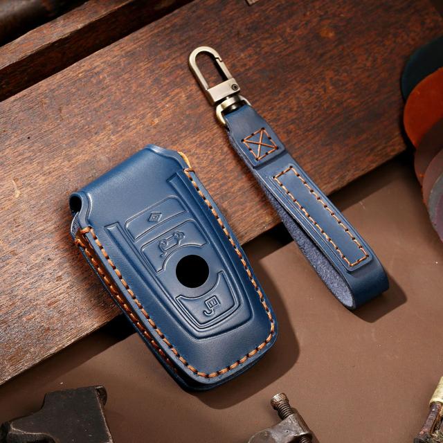 Key Case for Car Luxury Leather Fob Keychain Accessories For BMW CAS4 CAS1 1 2 5 7 Series X1 X3 X5 X6 X5M X6M Holder Keyring
