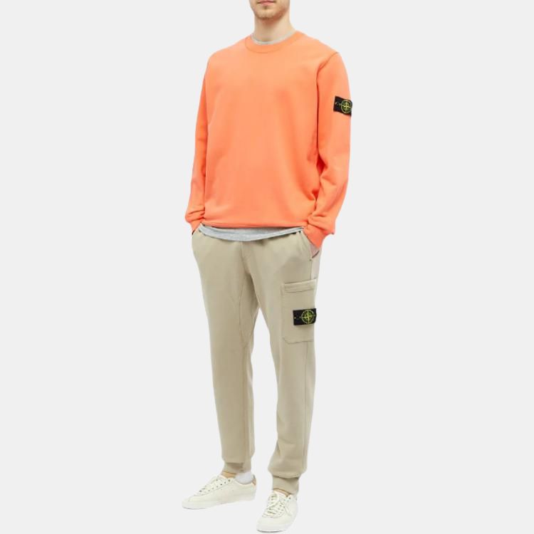 STONE ISLAND FW22 Пуловер кэжуал однотонный с патчем-компасом Минималистичная толстовка Мужская толстовка Оранжевый 721563051-V0037