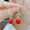 2024 Red Purse Earrings: Japanese & Korean Fashion, Versatile Bridal Pearl Earrings for Spring & Summer