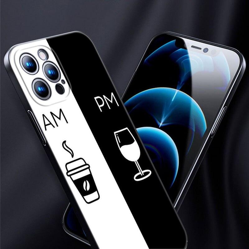 Чехол для телефона с чашкой кофе и вина для Apple iPhone 13 12 Mini 11 Pro XS Max X XR 8 7 6S 6 Plus SE 2020 5S 5, мягкий черный чехол из ТПУ