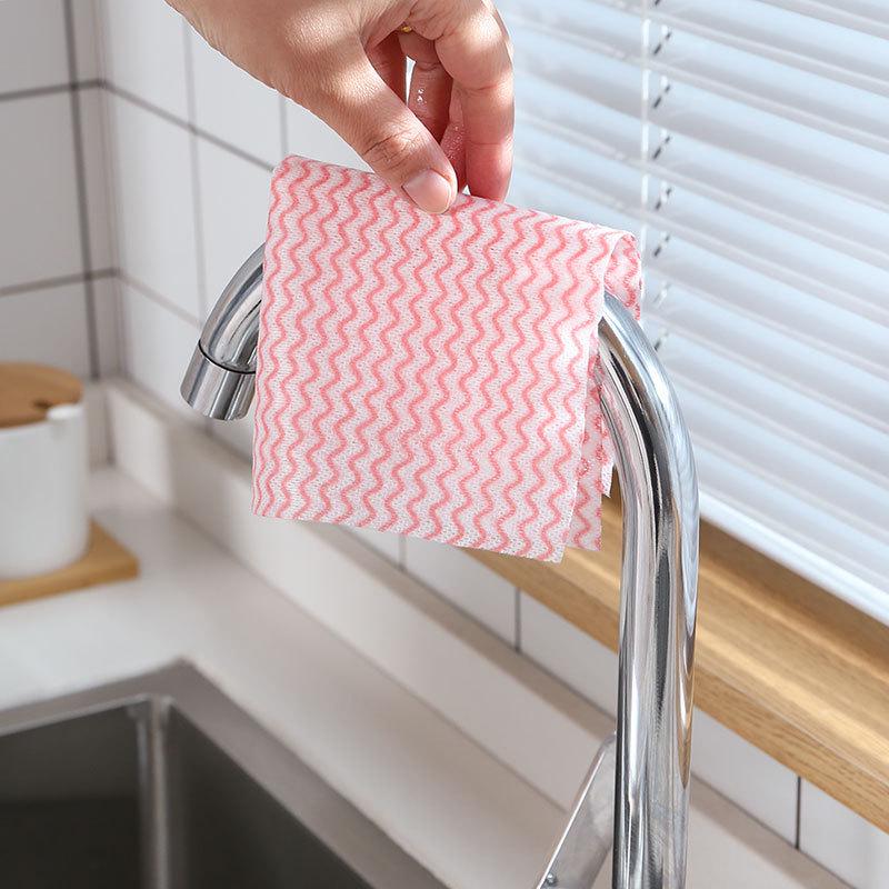Disposable Wave Stripe Dish Cloth - Water-Absorbent Wet & Dry Non-Woven Kitchen Rag