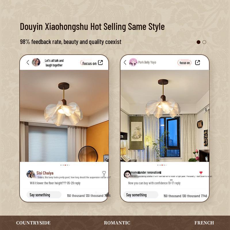 Французская винтажная люстра-лепесток для гостиной, столовой, спальни или кабинета