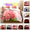Комплект постельного белья с 3D розой, современный романтический пододеяльник с любовью, 2/3 шт. DE135 * 200, полный размер, мягкая моющаяся молния, роскошный домашний текстиль