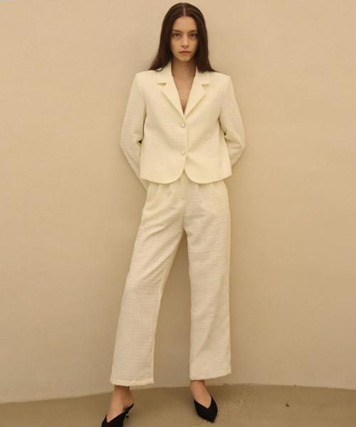 DAMAGE MNEMONIC Tweed2 Glitter Ivory Pants _ Tweed2 Glitter Crop Iv Pt