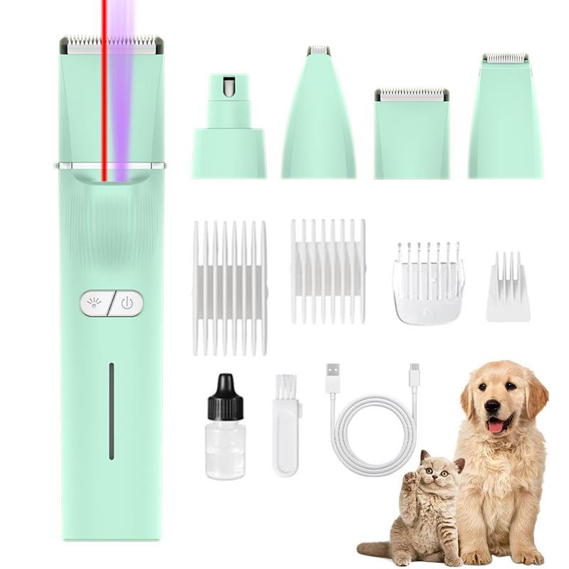 4 in 1 Pet Grooming Clippers for Cats Dogs Trims Paw Hair Detects Ringworm Urine Rechargeable