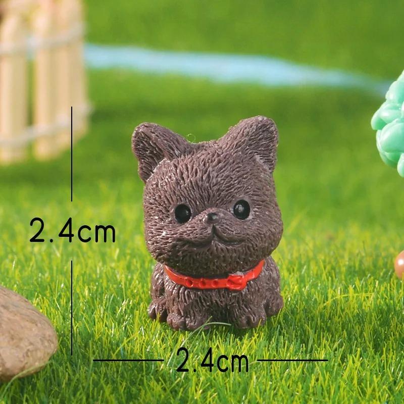 3 Pcs Cute Cartoon Bib Puppy Mini Resin Figurines Garden Moss Miniature Landscape DIY Ornament Car Desktop Dog Animal Decorations