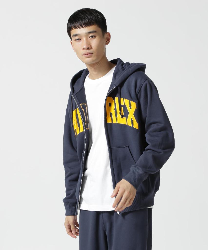AVIREX DAILY ZIP UP SWEAT PARKA LOGO 783-3931007 men's L 120 navy