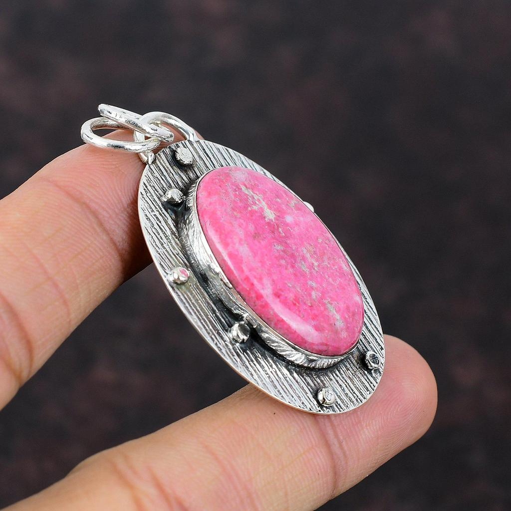 Thulite Pendant Handmade Jewelry 925 Sterling Silver Pendant High Quality Gemstone Pendant Thulite Jewelry Gift For Friend Statement Pendant