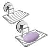 Kitchen Bathroom Soap Dish Tray Water Draining Holder Suction Cup Rack Shelf