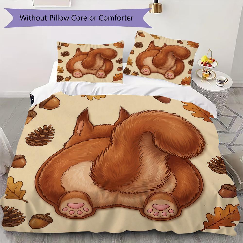 Story Bunny Pattern Bedding uilt Set uilt Cover Pillowcase Home Decoration Birthday Gift (1 * duvet cover + 2 * pillowcase without core)