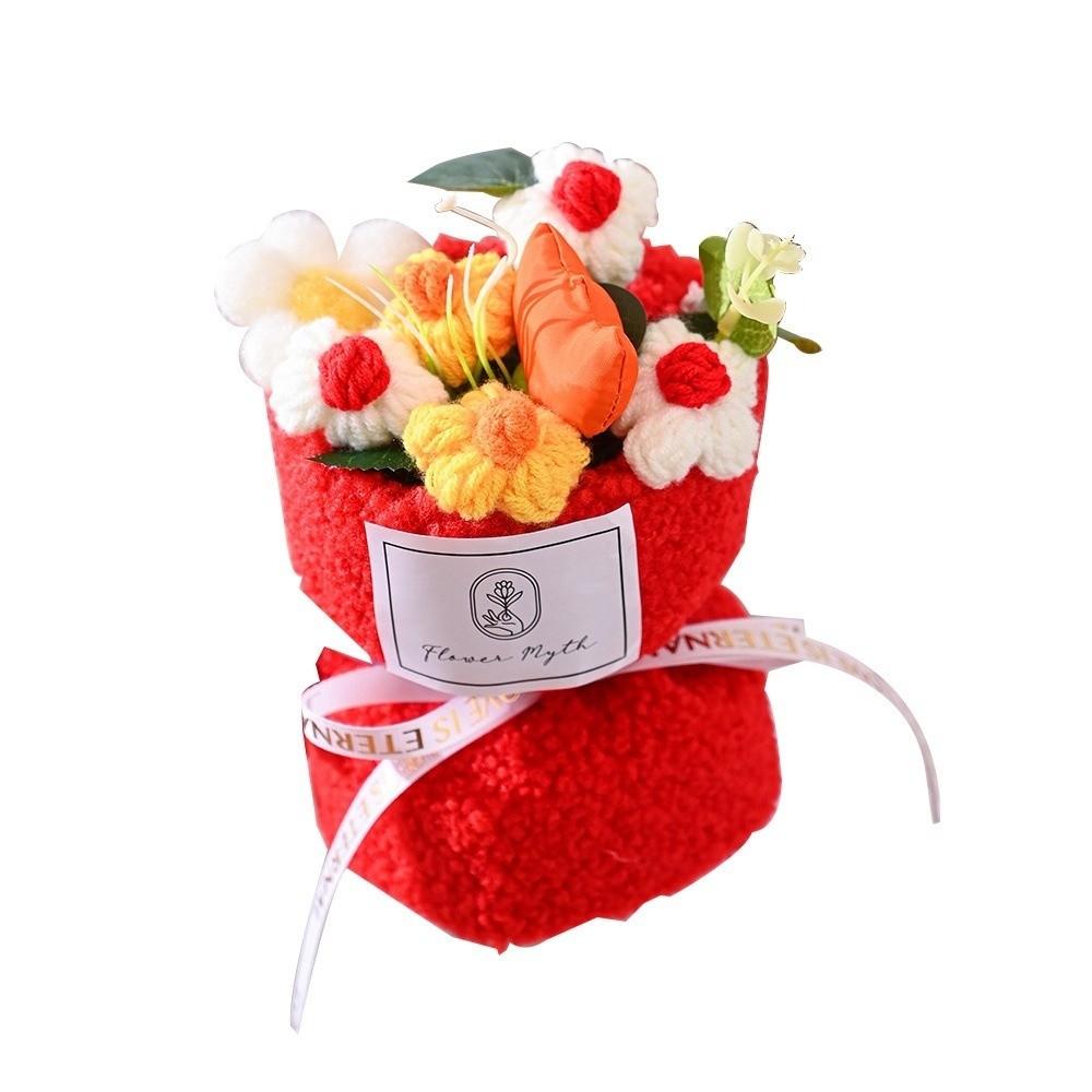 Birthday Valentine's Day Gifts Crochet Flower Bouquet Home Decor Finished Bouquet  Festival