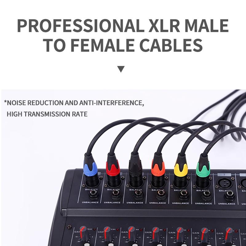 XLR Кабель для микрофона 3-контактный Папа-Мама 50см 1м 2м 3м 5м 10м Сбалансированный аудиокабель для микрофона, динамика, усилителя, звуковой системы