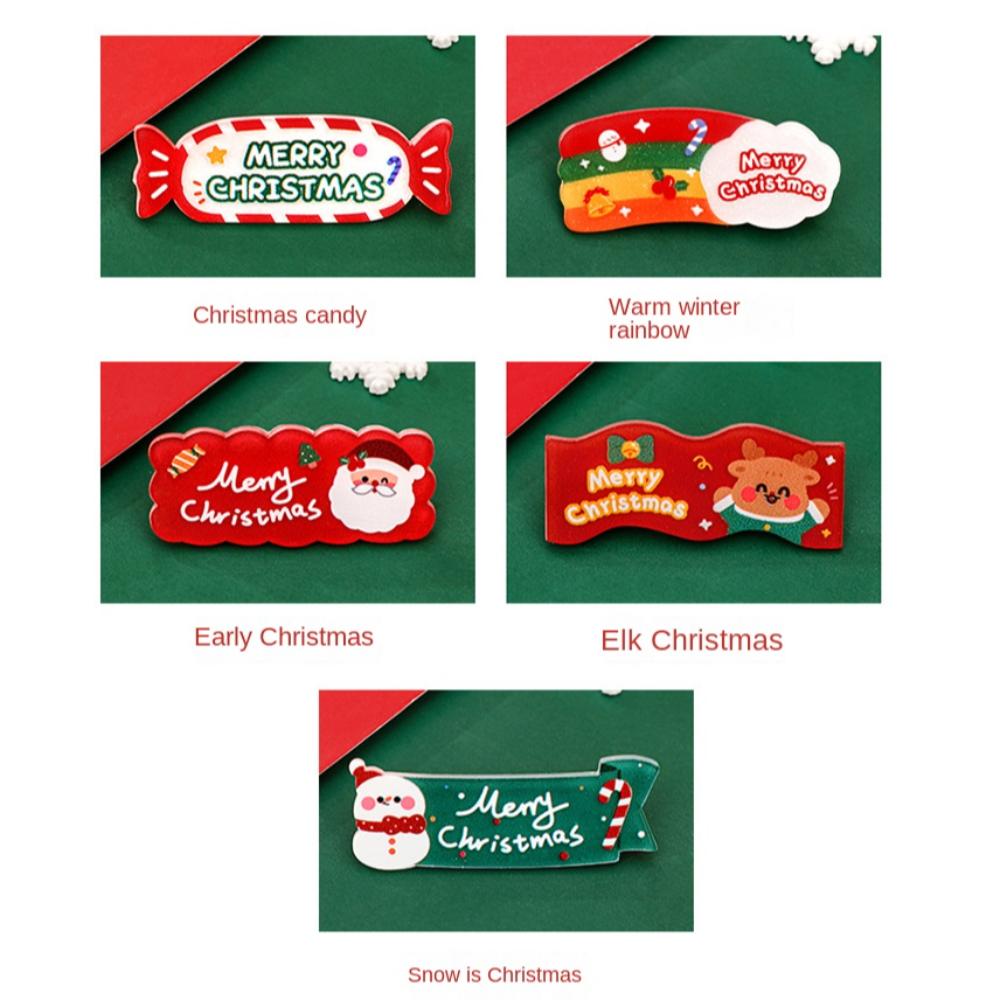 Cartoon Snowman Side Clip Elk Christmas Hair Clip Kawali Acrylic Hair Clip  Daily