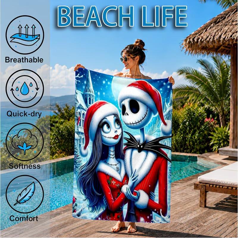 Skull Jack Artwork Printed Microfiber Beach Towel, Soft And Absorbent, Quick-Dry, Ideal for Summer Travel, Beach Essential, Swimming Pool