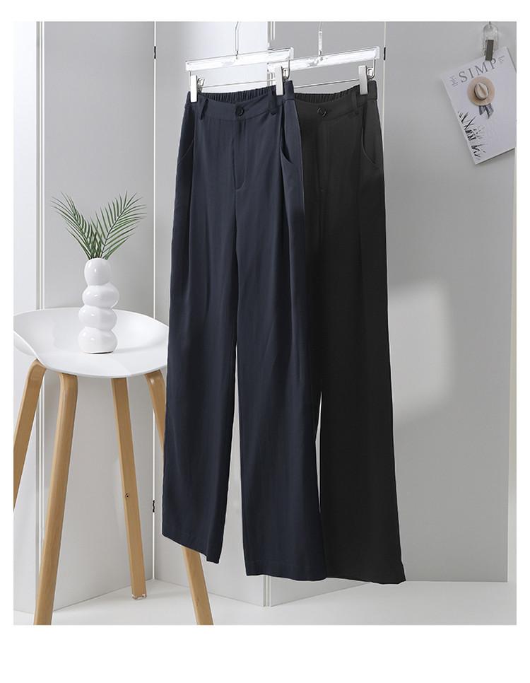 Semi elastic waist casual wide leg pants for women in 2026 summer, thin, fashionable, loose, versatile, slimming and floor hugging pants