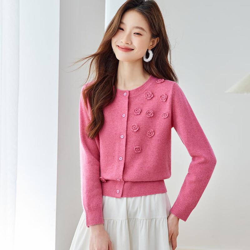 Женский кардиган ручной вышивки из чистой шерсти