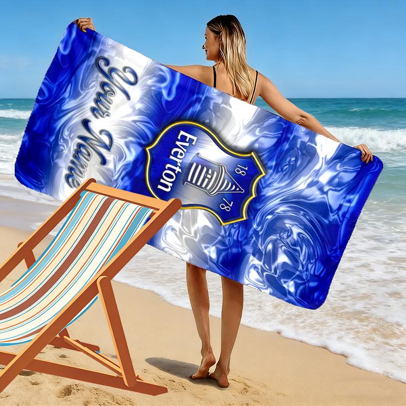 Name Custom Everton FC Print Beach Towel, Large Soft Quick Dry Towel for Beach Camping Swimming