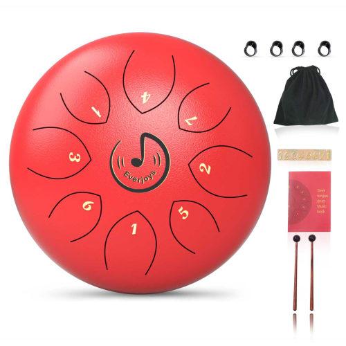 Raindrum Steel Tongue Drum, 8-Tone 6-Inch C Key Handpan Percussion Drum with Music Book and Mallets for Beginners, Meditation, Therapy, Concert, and Y