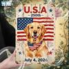 США 250-й День Независимости Золотистый Ретривер Металлическая Табличка 8x12 Дюймов Патриотичное Искусство на Стену с Собакой Железный Декор с Предварительно Просверленными Отверстиями