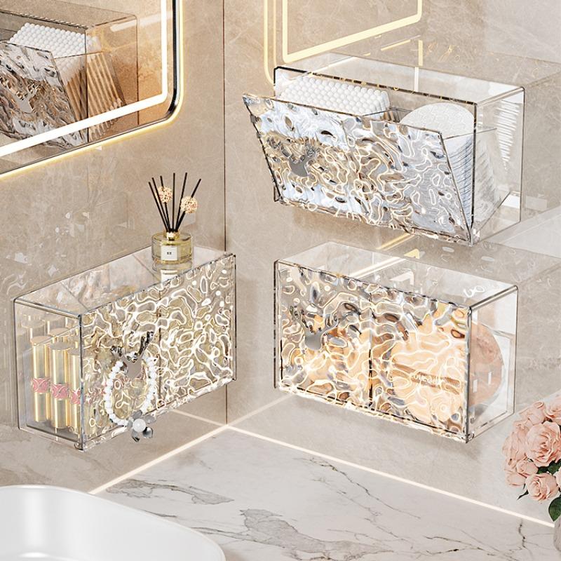 Коробка для хранения ватных дисков, бытовые аксессуары для ванной комнаты, портативный макияж, прозрачный настенный пылезащитный защитный ежедневный новый