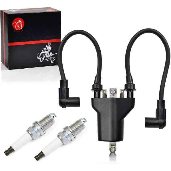 Ignition Coil Pack & Spark Plug + Cap For EZGO 1991-2002 TXT Robin 295Cc 350Cc 4 Cycle Gas Golf