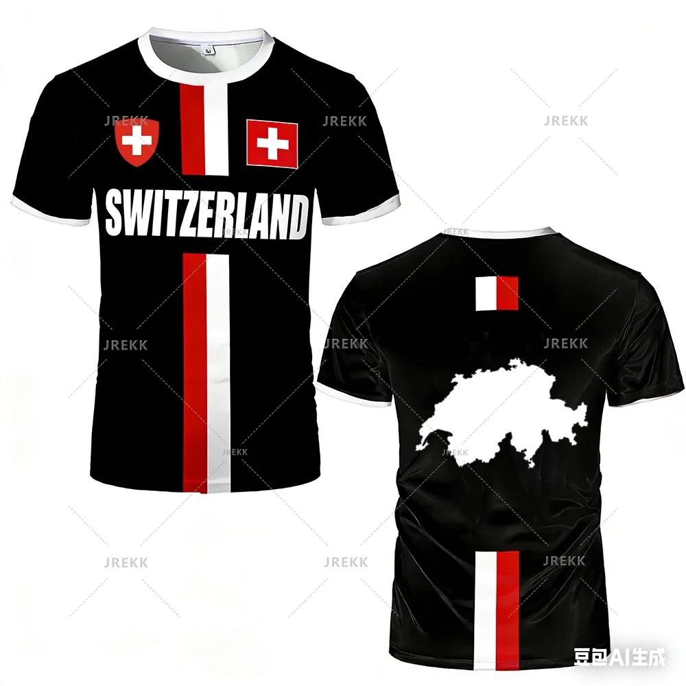 Switzerland Swiss Tshirt MMA Boxing Muay Thai National Flag Training Print 3D Round Neck Quick Dry Short Sleeve Unisex Women Men Fitness Workout Sport