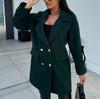 Женское свободное повседневное шерстяное пальто с воротником из однотонного костюма, модное пальто с длинными рукавами