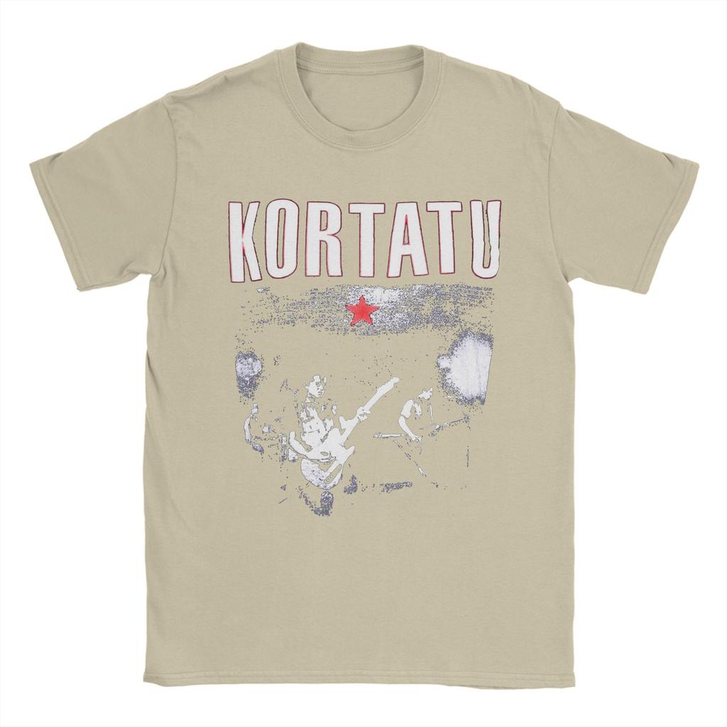 Футболки для мужчин с музыкальным принтом Kortatu, забавные футболки из чистого хлопка с круглым вырезом и коротким рукавом, топы больших размеров