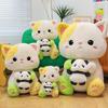 Panda With Cat Plush Toys Cartoon Stuffed Dolls Room Decorations Gifts Kids