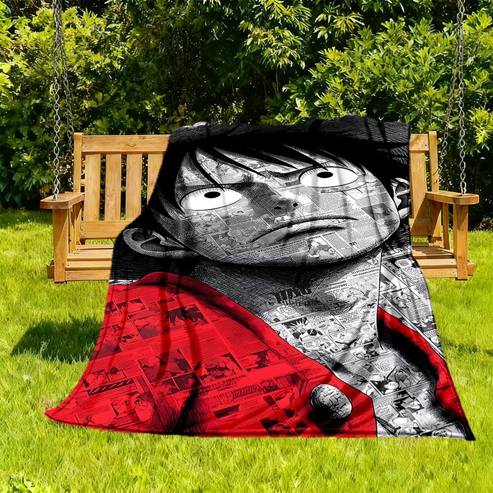 1PC One Piece Luffy Outdoor Flannel Throw Blanket - HD Printed Lightweight Soft Warm All-Season Blanket for Sofa, Bed, Travel - Machine Washable077